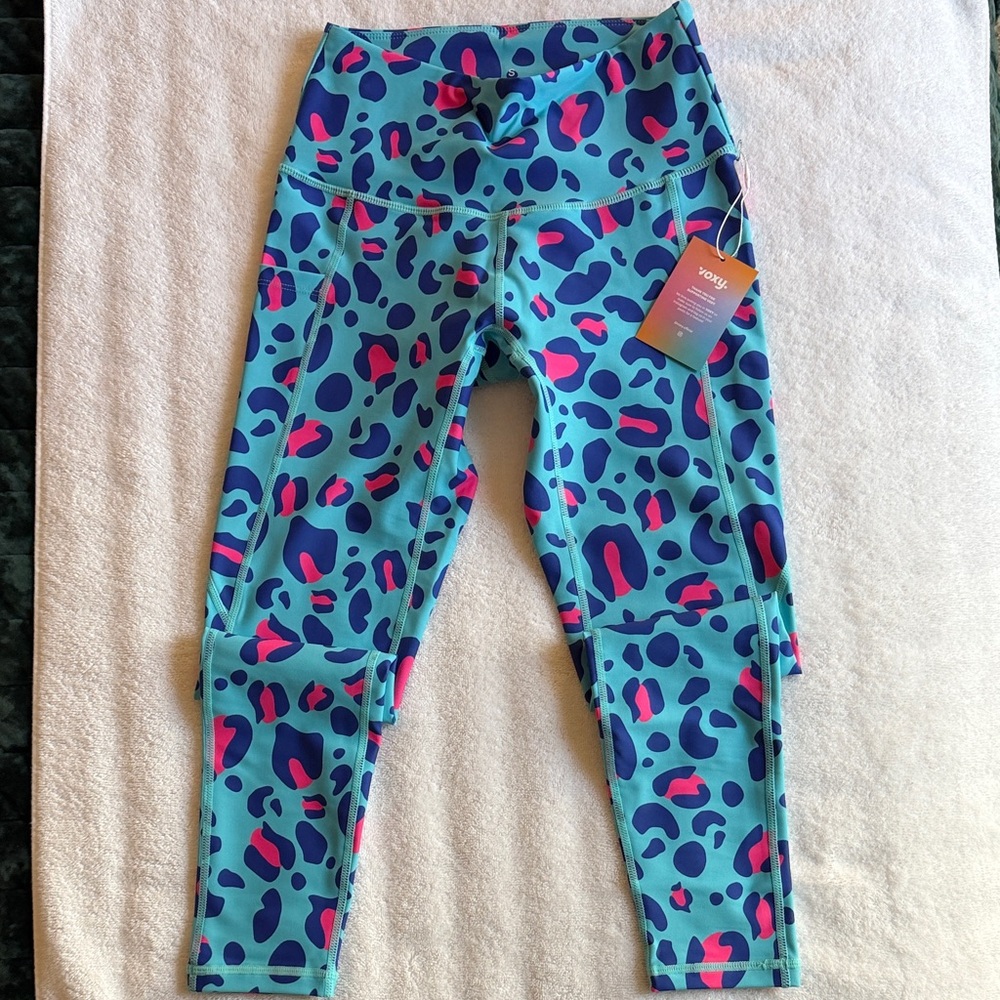 VOXY Blue and Pink Animal Print Leggings